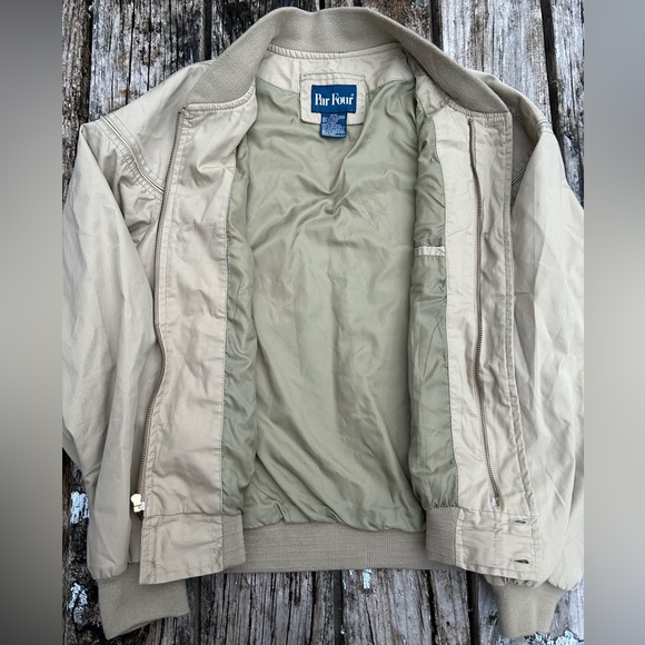 Vintage Par Four Men’s Full Zip Tan Khaki Golf Jacket Windbreaker. Size Medium - Picture 4 of 5